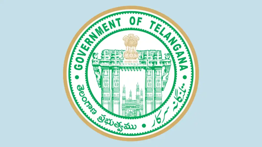 Official Seal of the Government of Telangana featuring Kakatiya Kala Thoranam and Charminar.